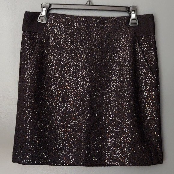 Rayon/wool blend sequined skirt with pockets - Picture 7 of 14